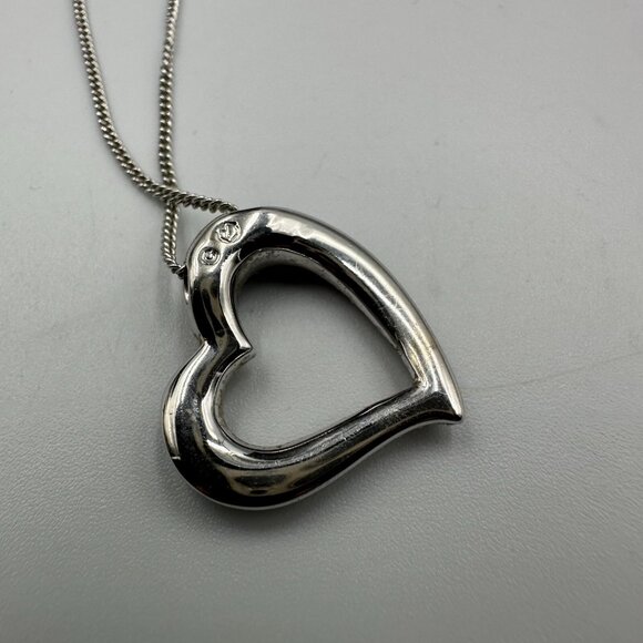 Swarovski Open Heart Pendant Necklace Silver Tone Pavé Crystal Multicolor 18.5" - Picture 5 of 15